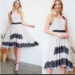 Anthropologie Ryu Victorian Polka Dot and Lace Asymmetrical Hem Dress